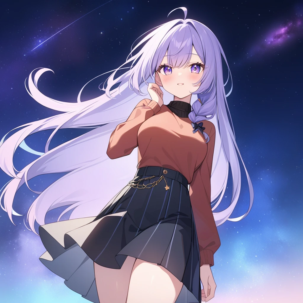 High quality,Nebula girl,Casual outfits with skirt