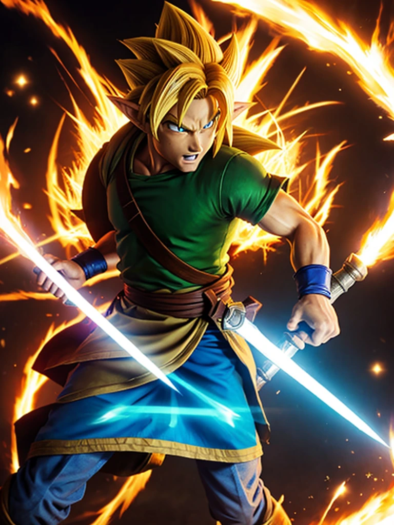 Link the hero of time as a super saiyan