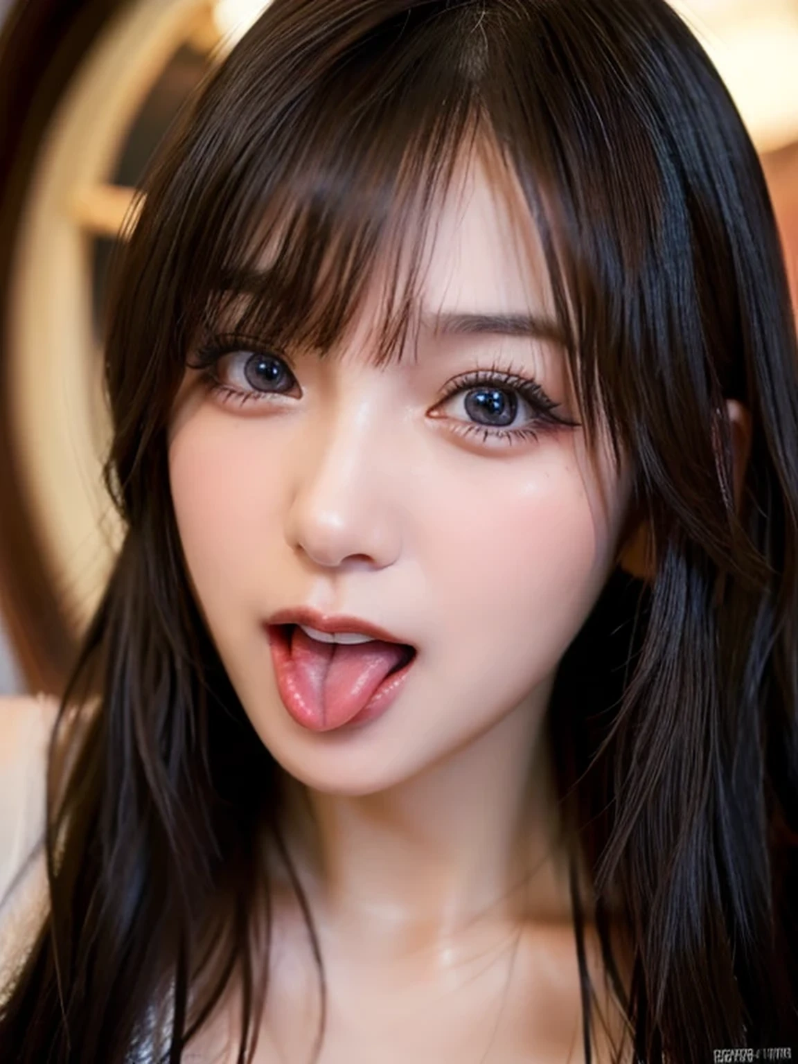 (Eating a donut), (Open mouth erotically:1.17, Licking a donut:1.17), enchanting eyes, Erotic face, Sticking out her tongue erotically, awesome solo, So cute, POV Kiss, Close-up of face, medium side Swept Bangs, sexy face, Ultimate beauty woman, Highly detailed CG, Super detailed, finely detailed, Ultra-high resolution, HDR,