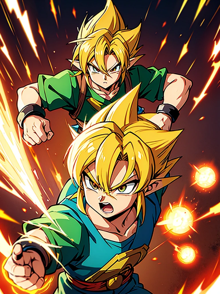 Super saiyan link the hero of time turning super saiyan with super saiyan hair