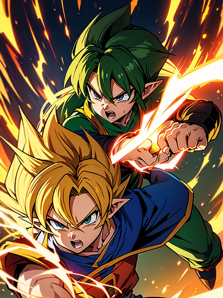 Super saiyan link the hero of time turning super saiyan with super saiyan hair