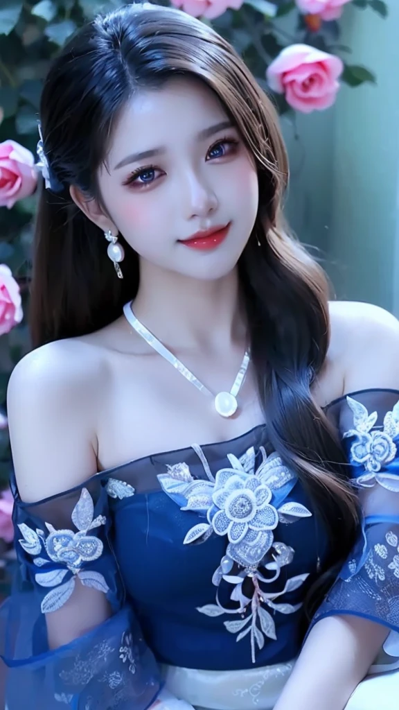 a close up of a woman with long hair wearing a dress, a photorealistic painting by Lü Ji, trending on cg society, computer art, beautiful asian woman, beautiful south korean woman, asian beautiful face