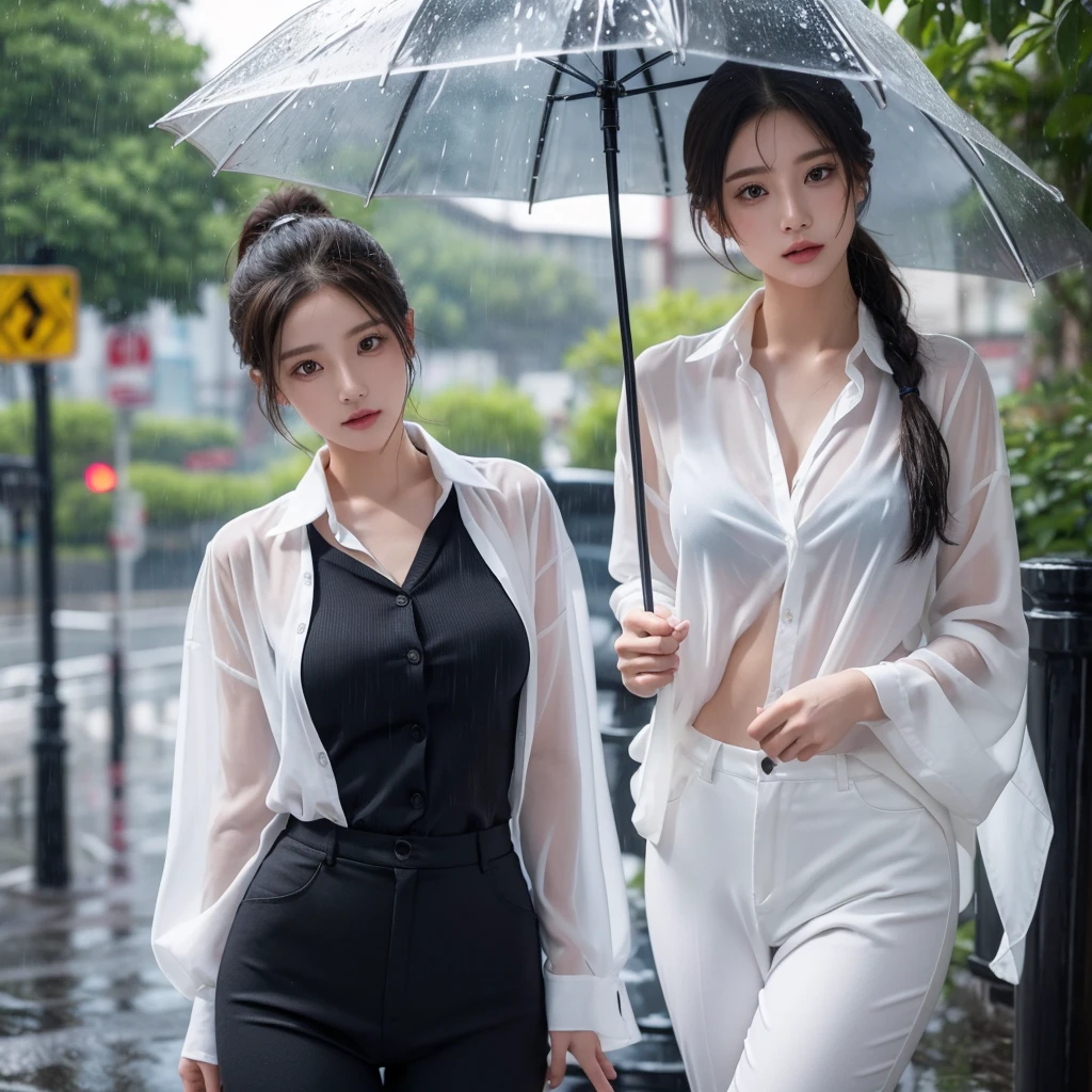 exy pose、Hair getting wet in the rain、Mr.々Hair style、ponytail、Short Hair、Transparent shirt、Beautiful woman getting wet in the rain、typhoon、Get wet without an umbrella、Beautiful woman in the rain、雨で濡れたBeautyOL、Detailed face、Realistic、beautiful girl、Beauty、Office Lady Uniform、beauty、Beautiful woman、Narrow waist、Handsome woman、Tight pants look、suit、Sexy pose、タイトなsuitパンツ、雨で濡れたsuit、Wet naked shirt、See-through shirt、Shot in heavy rain、Naked shirt