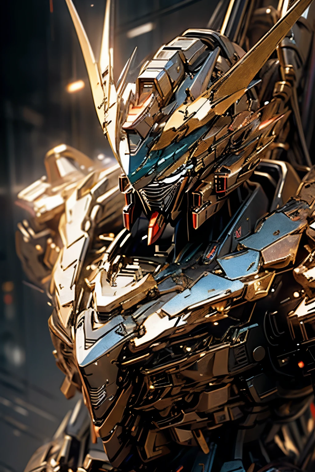 clair obscur, close-up, cinematic lighting, ray tracing, uhd, masterpiece, high details, highres,Strike Gundam,whole body