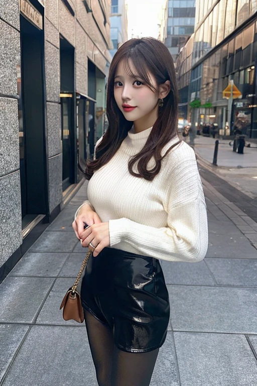 Big breasted beautiful girl wearing pantyhose
