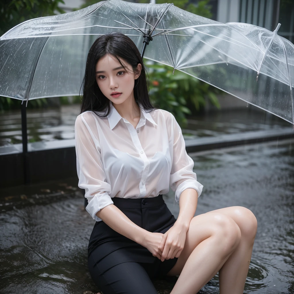 mini skirt、Leg spread、Hair getting wet in the rain、Transparent shirt、Beautiful woman getting wet in the rain、typhoon、Get wet without an umbrella、Beautiful woman in the rain、雨で濡れたBeautyOL、Detailed face、Realistic、beautiful girl、Beauty、Office Lady Uniform、beauty、Transparent nipples、Beautiful woman、Narrow waist、Handsome woman、Tight pants look、suit、Sexy pose、タイトなsuitパンツ、雨で濡れたsuit、Wet naked shirt、See-through shirt、Shot in heavy rain、Naked shirt