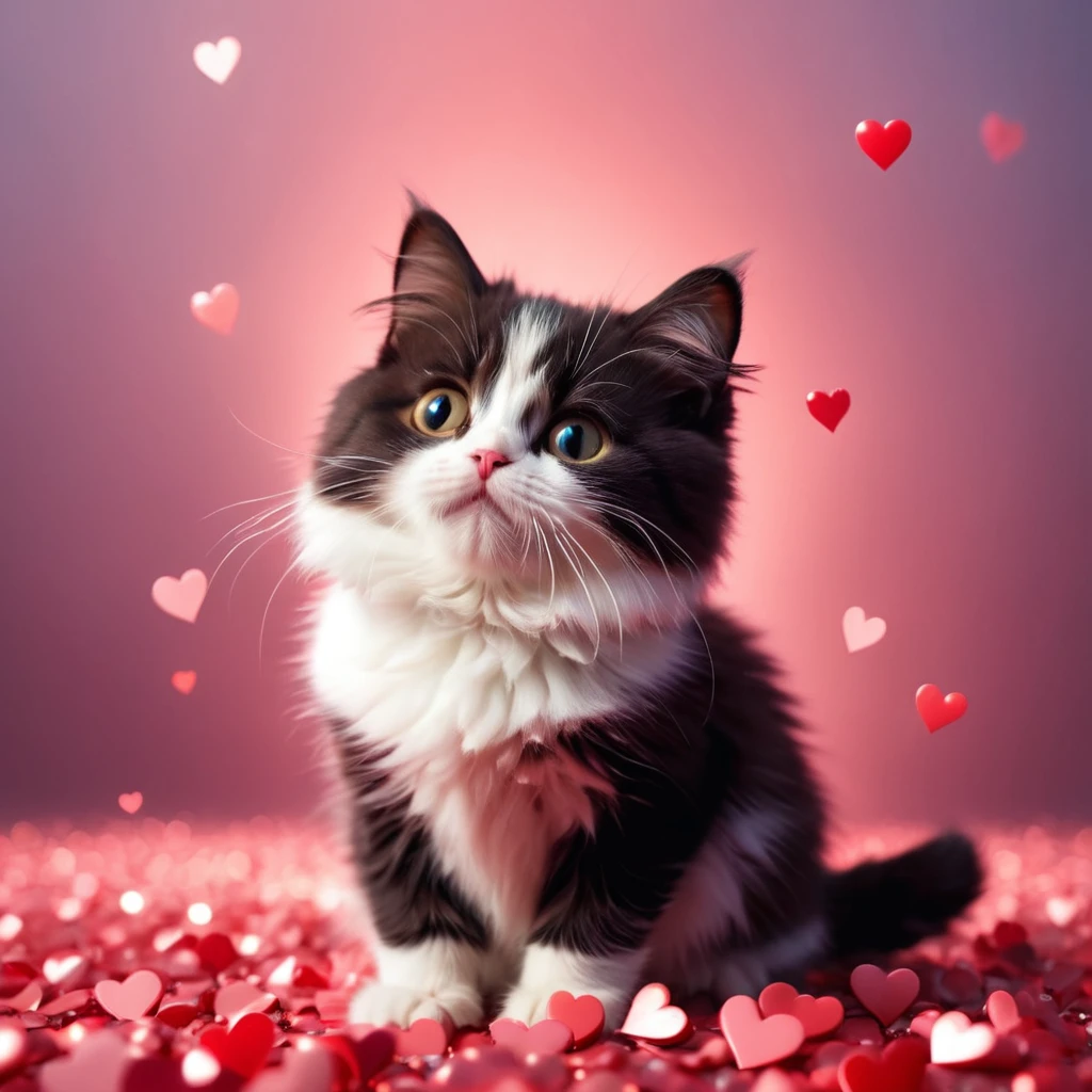 high quality, 最high quality, High resolution, masterpiece, 最高masterpiece, 8k, cute cat, Heart Background