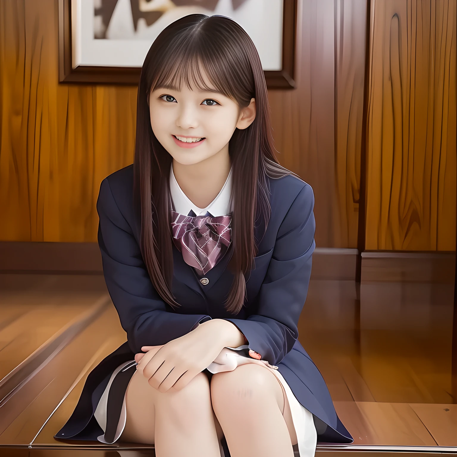(Highest quality, masterpiece:1.2), Highest quality, High resolution, 1080P, 8k, (Paintings by Vigée Leblanc: 1.5), (A noble, graceful and intelligent Japanese young long hair magazine model who have a best proportion are seated smiling at me with extreme beatitude, expressing her happiness to me with her love supreme: 1.5), (background is complete black: 1.0), (double-eyelids, brown wet large eyes with detailed beautifully: 1.2), (calling me to invite me to her extreme happiness opening her mouth), (laughing shy cheeks and lips, like watching a comedy),