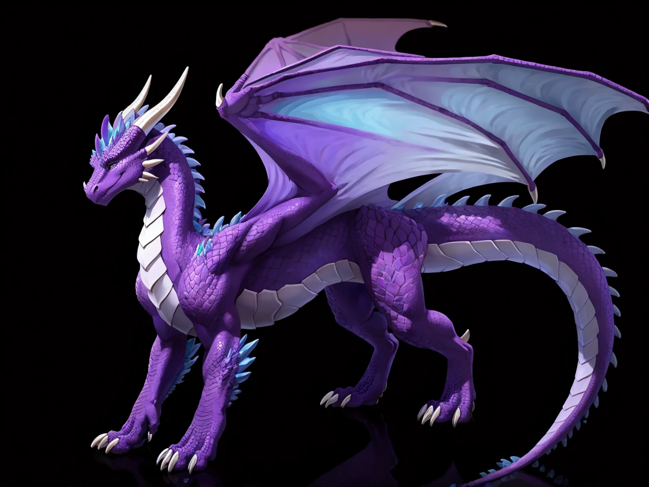 Partial purple scales,Lavender purple,Dragon,Large Western Dragon,Colorful colors