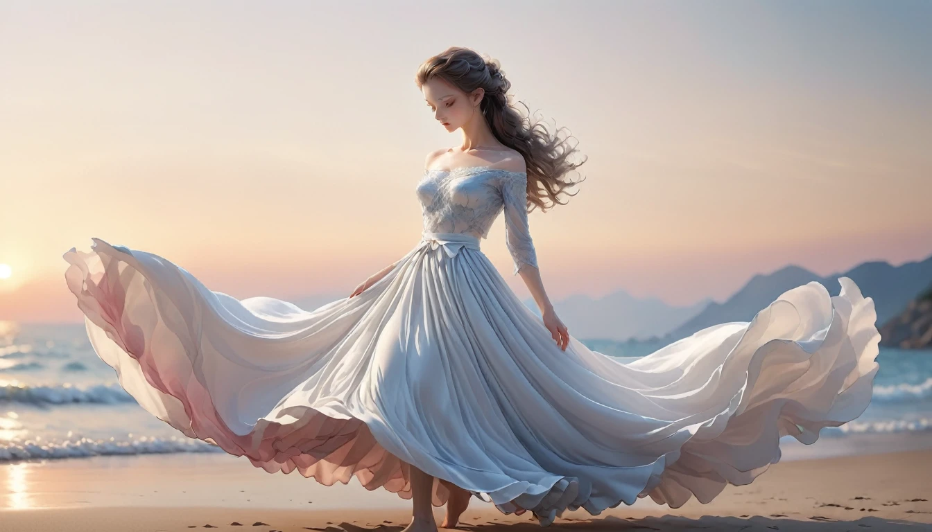 The best of Masterpiece, the best of landscapes on city, Improved quality, the best of shadow, High quality, Good anatomy, Healthy body, Whole fingers, Normal digits, 16k quality image, Girl, beautiful girl, perfect body, full body, perfect girl, perfect skin, mini tight strapless dress, small breast, slip breast,