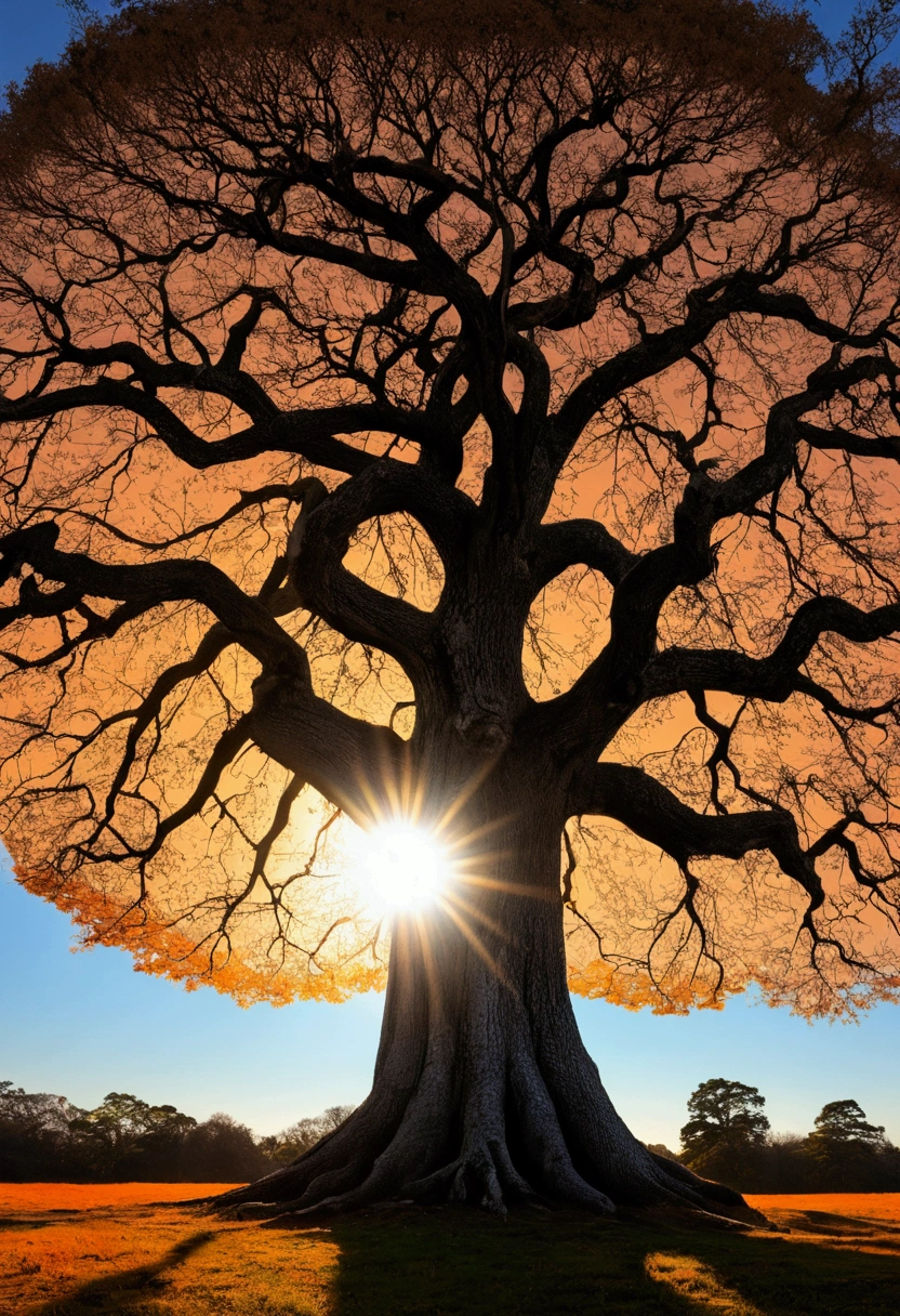 mighty tree, equinox, half moon, half sun, fabulous  