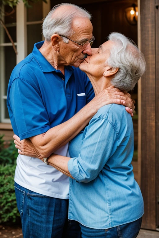 Grandpa love, kiss older grandma