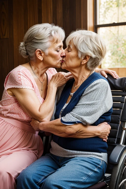 Grandpa love, kiss older grandma