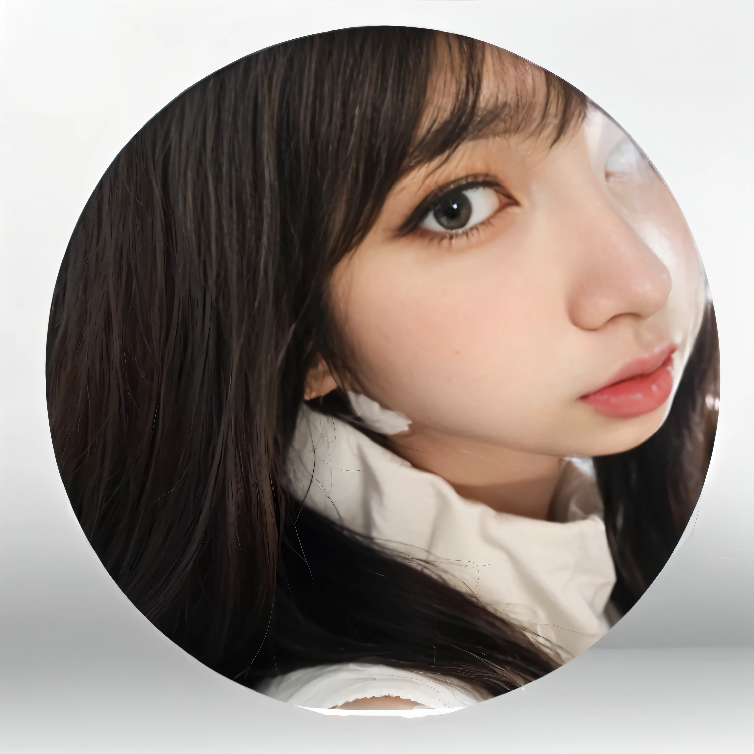 Close-up of a long-haired woman in a white shirt, sakimichan, Taken with iPhone, Yoshitomo Nara, Profile photo, Ulzzang, Chiho, A clear and pretty face, shikamimi, My motto is Teshirogi