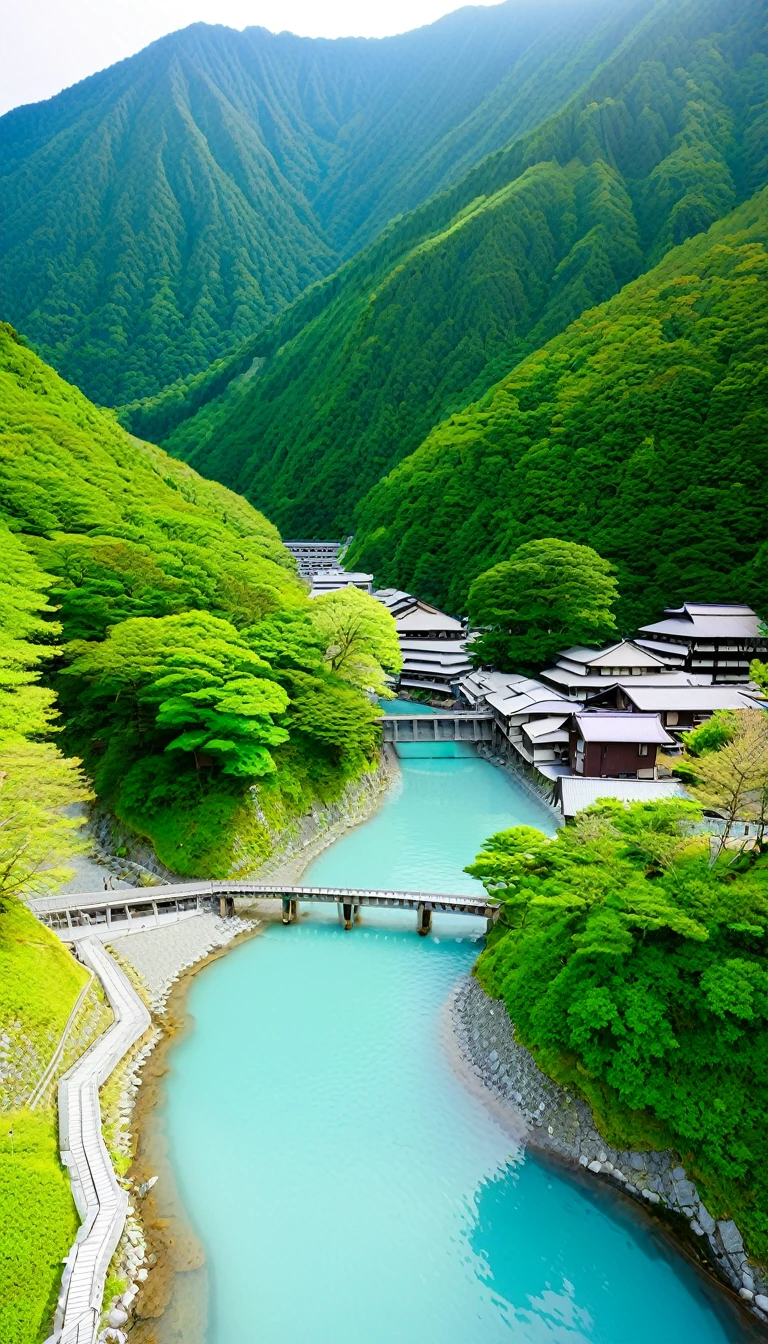 A popular hot spring resort at the entrance to Kurobe Gorge。
Perfect for relaxing after exploring the valley.、Many inns offer hot springs。
