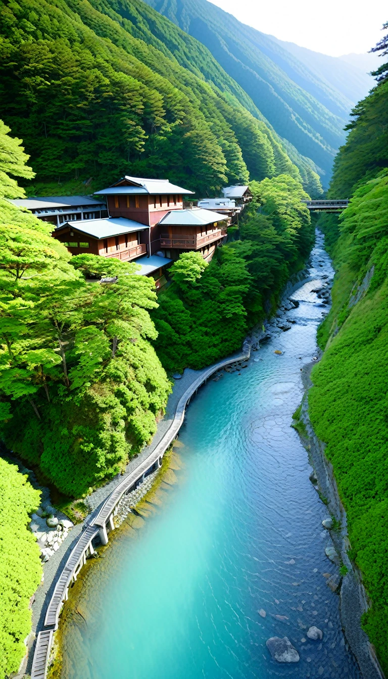A popular hot spring resort at the entrance to Kurobe Gorge。
Perfect for relaxing after exploring the valley.、Many inns offer hot springs。
