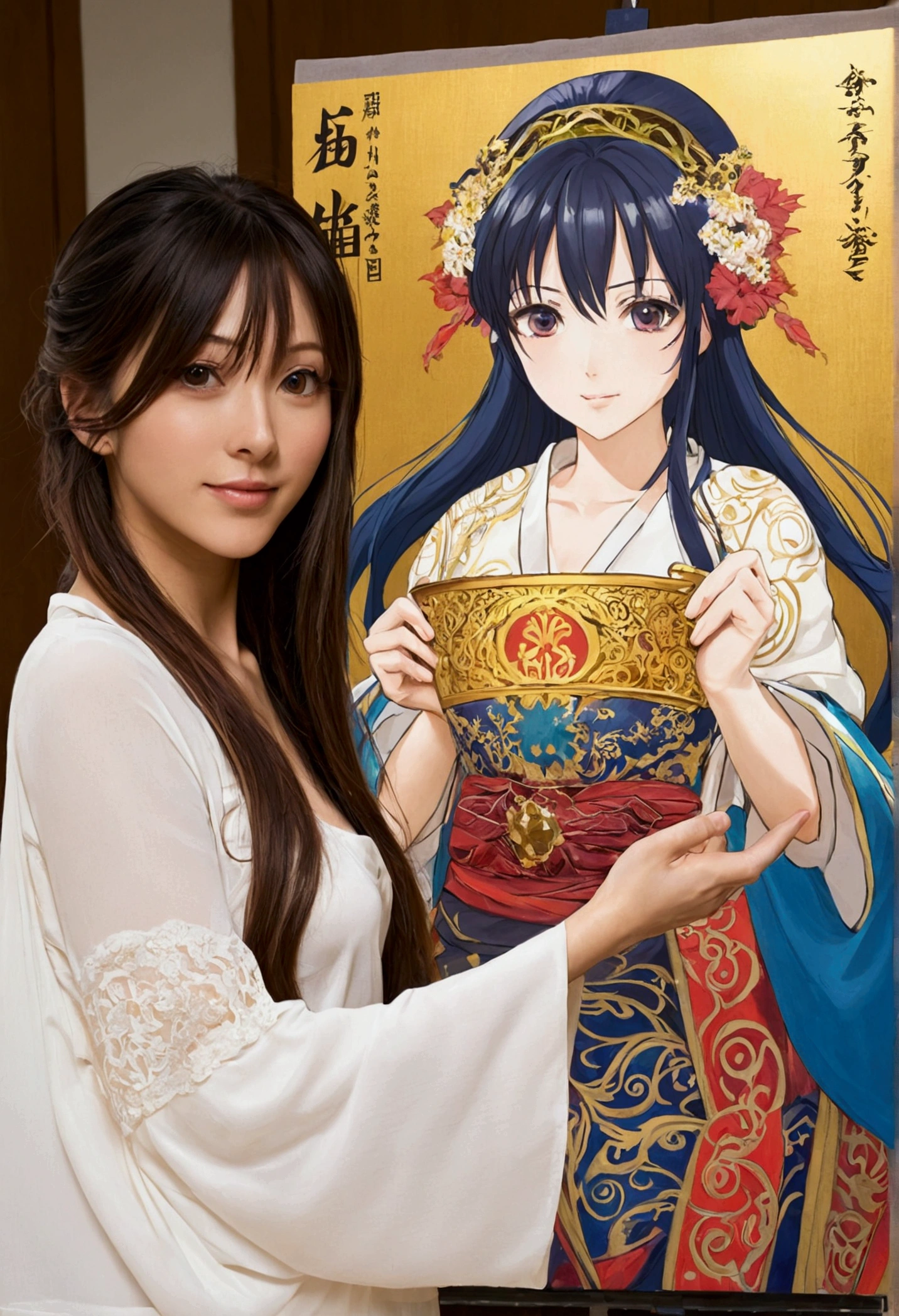 Anime woman showing her big  masterpiece 