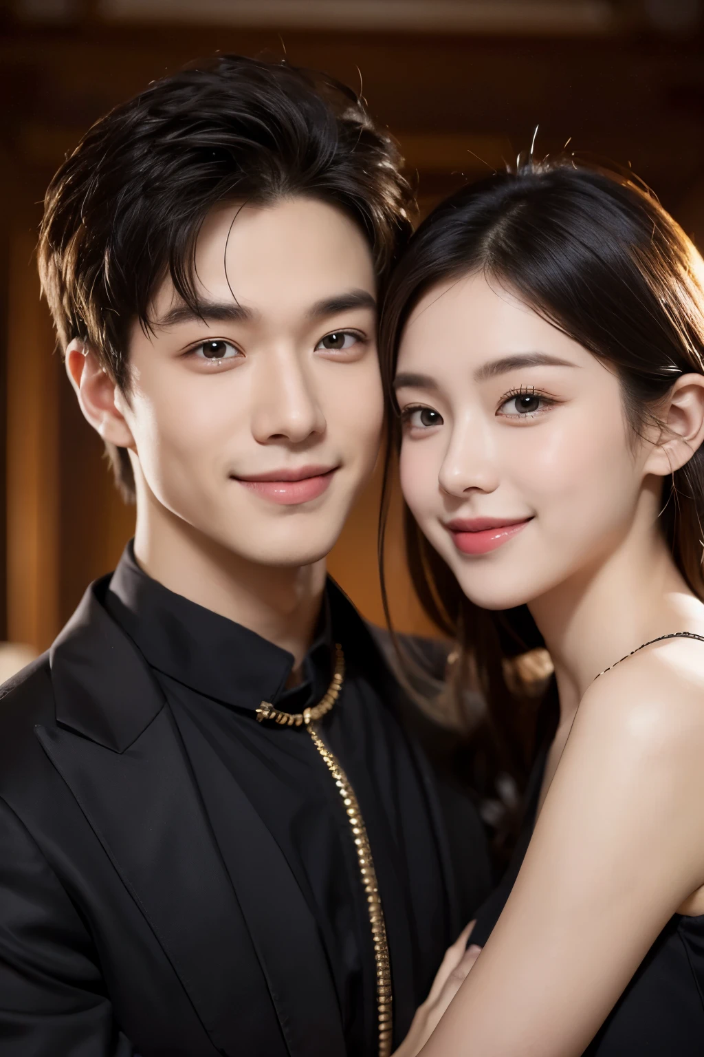 2 people，A domineering boy with a charming smile and eyes，There&#39;s a BMW behind，The boy is kneeling down to help his standing girlfriend put on the ring，People next to me are envious，Girlfriend is very happy
