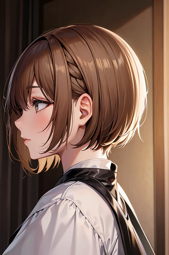 Light brown hair Short Bob Brown eyes beautiful girl Devil's wings Dark look beautiful