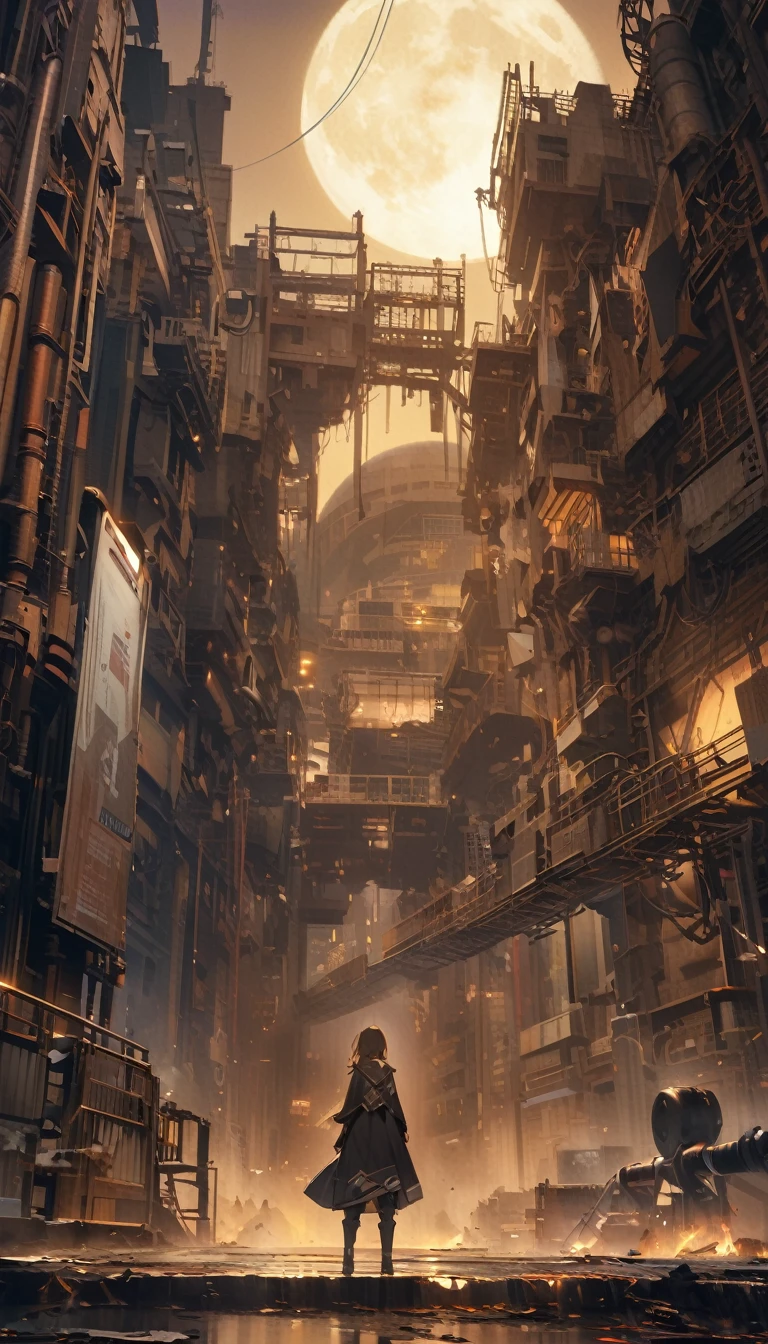 (((masterpiece, Highest quality, High resolution, 超High resolution, Pixel perfect, Written boundary depth, 4K, RTTX10.0))),factory、Complex wiring、mechanical、pattern、technical、{evening|night|真night中}[Big full moon]