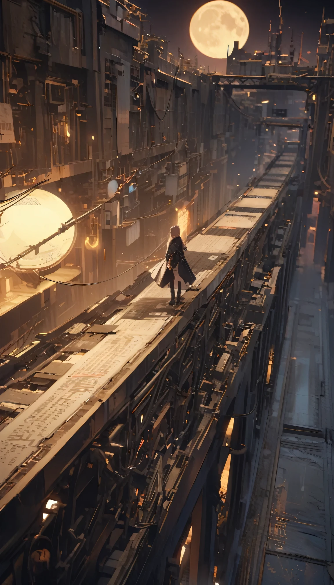 (((masterpiece, Highest quality, High resolution, 超High resolution, Pixel perfect, Written boundary depth, 4K, RTTX10.0))),factory、Complex wiring、mechanical、pattern、technical、{evening|night|真night中}[Big full moon]