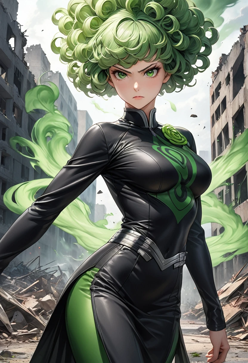 best quality, masterpiece, raytracing, ultra detailed, detailed face, 8k wallpaper, wide hips, green hair, green eyes