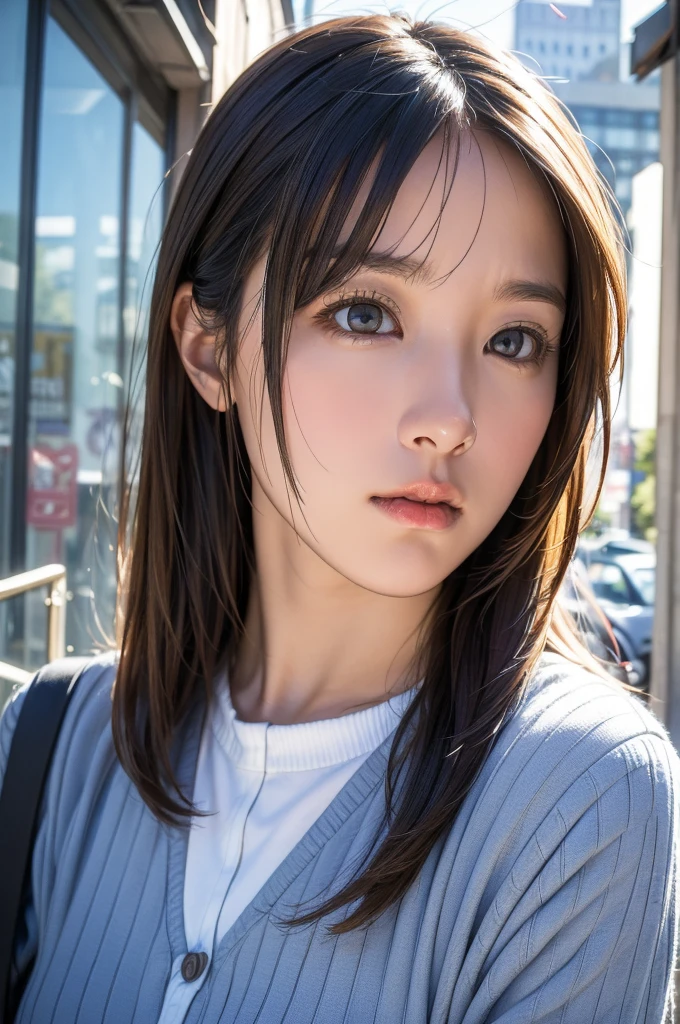(8k、Highest quality、masterpiece:1.2)、(Realistic、Photorealistic:1.2)Mighty 、Angle looking up from between the buildings、