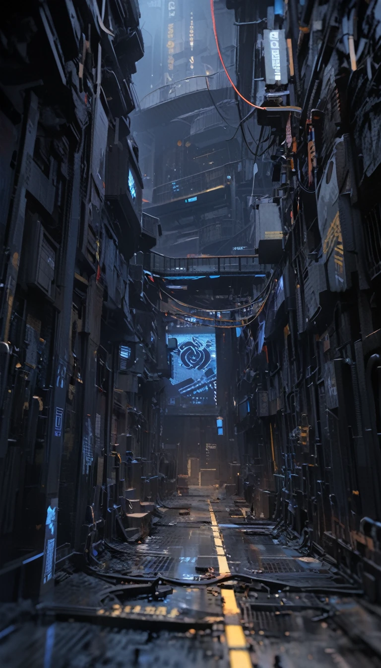 (((masterpiece, Highest quality, High resolution, 超High resolution, Pixel perfect, Written boundary depth, 4K, RTTX10.0))),factory、Complex wiring、mechanical、pattern、technical、{night|真night中}[Big full moon](Blue-black theme、Dark atmosphere)（yellow fluorescent light）
