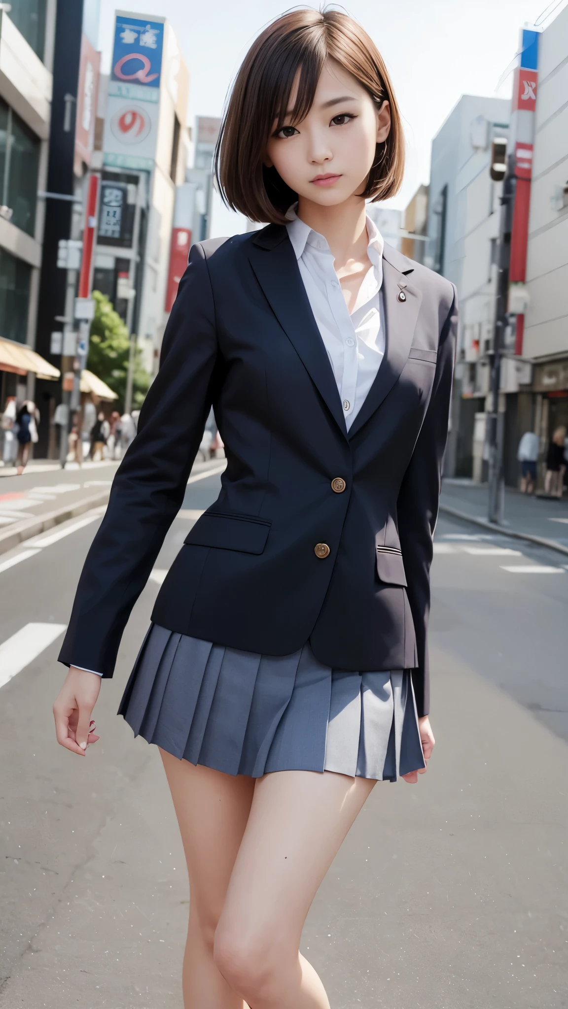 Highest quality、Tabletop、Ultra-high resolution、(Realistic:1.4)、Mature high school girl、Modeled、Long legs、(Thin eyebrows:0.2)、(Thin lips:0.8)、(Small Nose:0.8)、Without makeup、short hair、(Japanese High School Uniform:1.2)、Blazer Uniform、Middle length pleated skirt、Cover your chest with your hands、LOL、(Perfect body:1.2)、Big city at night、it's snowing、Wet your hair、Snow stuck to the coat、By Michelangelo、Urzan-6500-v1.1、(Detailed hands、The right move:1.2)、Correct Anatomy、(Detailed eyes and face:1.3、Professional photography techniques)