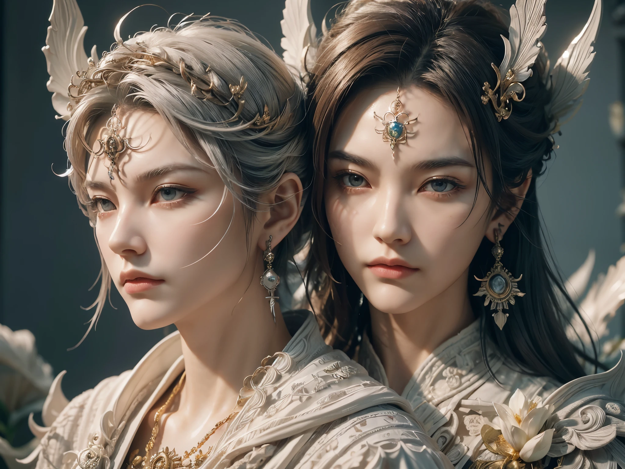 Medusa，best qualtiy，tmasterpiece，Ultra-high resolution，（realisticlying：1.4），absurderes，（Eye focus），（sface focus, Clear facial features），Complex 3d rendering of beautiful and charming biomechanical female porcelain figures，(((Has a porcelain finish)))、simulating、Beautiful natural light、rim-light、1 5 0 mm lens、an aztec warrior、feater、nipple piercing、Aztec tattoo、white flower、Vanilla leaves and stems、Meandering roots、white blossoms、Fine-leaved lace、steampunc、Silver-gold filigree detailing、alexander mcqueen haute couture、Pearl earrings、Art Nouveau embroidery、Hexagonal network cable、Mandelbro fractal、face muscles、cable wires、micro Chip、ellegance、Beautiful natural light, Studio lights, rim-light, The is very detailed, Ultra-realistic realism, Sharp, rendering by octane, HR giger style, Volumetriclighting, 8 k post production, God floating on fire[The discovery of wormholes leads to a new world|The cursed prince must marry the Void]，[sci-fy：fanciful：0.6]cinmatic lighting，detailedbackground，at centre，Michael Bay style，insane detailed，k hd，concept-art，number art，with dynamism，（The most beautiful art in the world：1.2），（V0id3nergy：1.3）