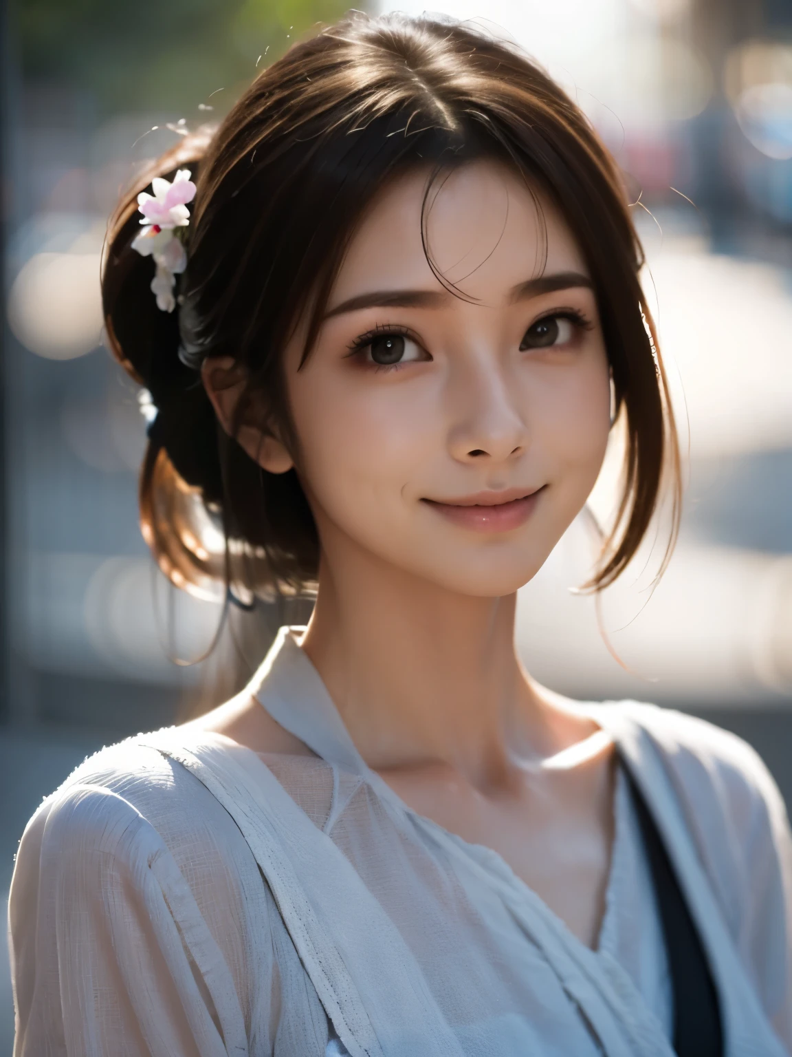 (ultra-detailed),((portrait )),1beautiful Japanese girl,((smile)),beautiful detailed eyes,beautiful detailed lips,extremely detailed face,longeyelashes,soft smile,natural lighting, wearling japanese elegant Kimono,realistic,(masterpiece:1.4),(best quality:1.4),(shiny skin),makeup,smile(skinny,closed mouth,shy :1.3) ,((smile)),(8k, RAW photo, best quality, masterpiece:1.2), (realistic, photo-realistic:1.37),(sharp focus:1.2), professional lighting, photon mapping, radiosity, physically-based rendering,