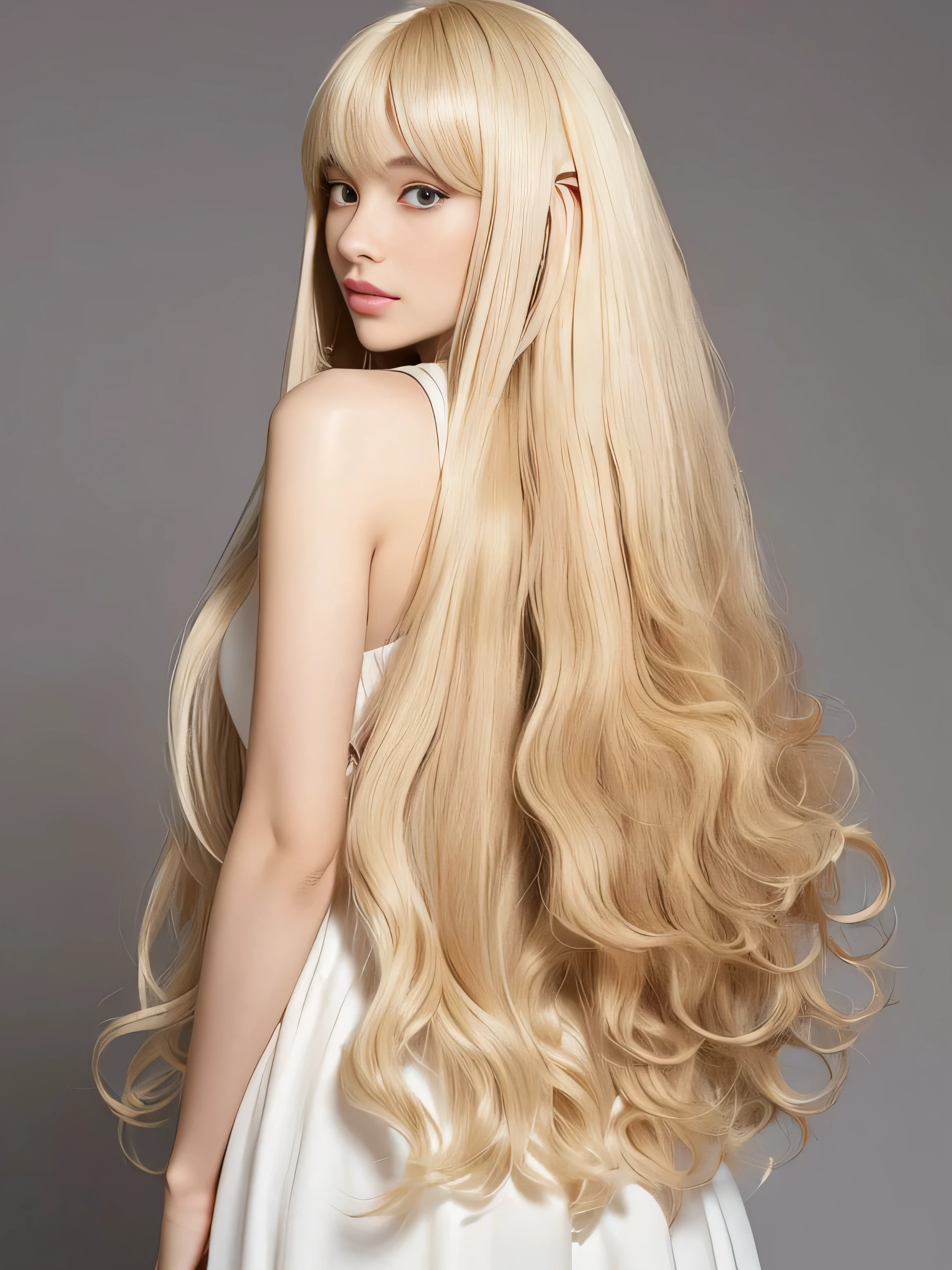(Pure white wall background:1.8. Upper body photo from the knees up) ((Random poses to reveal as much of the dress as possible, Keep your back and hair as clean as possible.:1.5)) ((Her hair is incredibly straight.:1.5)) ((Beautiful model with long blonde hair, girl with super length Hair, extremely length Hair, extra length Hair, very long, Flowing Hair, very length Hair, length Hair girl, very long, Flowing blonde hair, length Hair windy, very longbionde, length, Flowing Hair, length and or curly hair, with length Hair, length Hair!!!! Her Highest quality hair is long and 真っ直ぐ or curly hair very long, Highest qualityのブロンド, length hair in the center, Highest quality long Straight or curly hair, length, Straight or curly hair, beautiful, High quality blonde hair, length and bionde Highest quality Straight or curly hair, length Hair, length and Straight or curly hair, Highest quality bionde, Perfect silky Straight or curly hair of the Highest quality, Straight or curly hair, Highest quality bionde, length bionde Straight or curly hair, length, Light blonde hair Her hair is long and Straight or curly hair, very longbionde, length hair in the center, length Straight or curly hair, length, Straight or curly hair, beautiful hair of the Highest quality, length Hair, length, Straight or curly hair bionde , length and free Straight or curly hair bionde, Straight or curly hair bionde)) (Her bangs are perfect.:1.3) (France's most beautiful 24-year-old hair model) ((Highest quality)), ((masterpiece)), (Family Friendly) (Get used to it) Perfect Face (Her skin is a typical French complexion....、And very detailed) (Big Breasts) (She is wearing a gorgeous light blue princess dress:1.5) (She has a beautiful French face and a typical French figure...., Narrow eyes) (She has perfect beautiful makeup and face Lipstick is light red A solid eyeliner) ((Rich 1.4)) (Extremely detailed 8K) (Ultra-fine skin texture 1.4) (Now, Vibrant:1.4), double eyelid Sharp focus:1.2、Beautiful woman:1.4 Dynamic Lighting (Genuine RAW photos taken by professional photographers