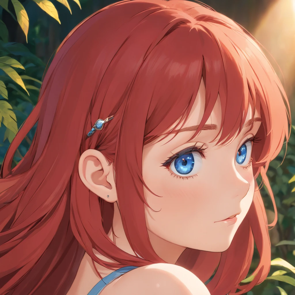 A beautiful girl with long red hair, striking blue eyes, smooth and flawless white skin, a perfect round ass, perky and full breasts, a stunningly beautiful face, full body shot, (best quality,4k,8k,highres,masterpiece:1.2),ultra-detailed,(realistic,photorealistic,photo-realistic:1.37),detailed facial features,intricate details,porcelain skin,lush red hair,piercing blue eyes,seductive pose,natural lighting,warm color tones,dramatic lighting,fine art portrait