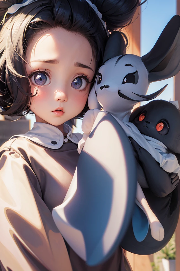 Bun face,child,Big eyes and small mouth