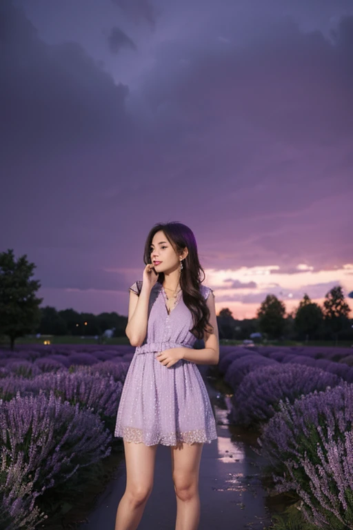 rain falling in the purple sky