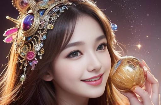 (Masterpiece, Highest quality, best quality, official art, beautiful and beautiful:1.2), (1 girl),upper body, very detailed,(fractal art:1.3),colorful,Maximum details, Beautiful smile, plump, chestnut-shaped lips, fit,