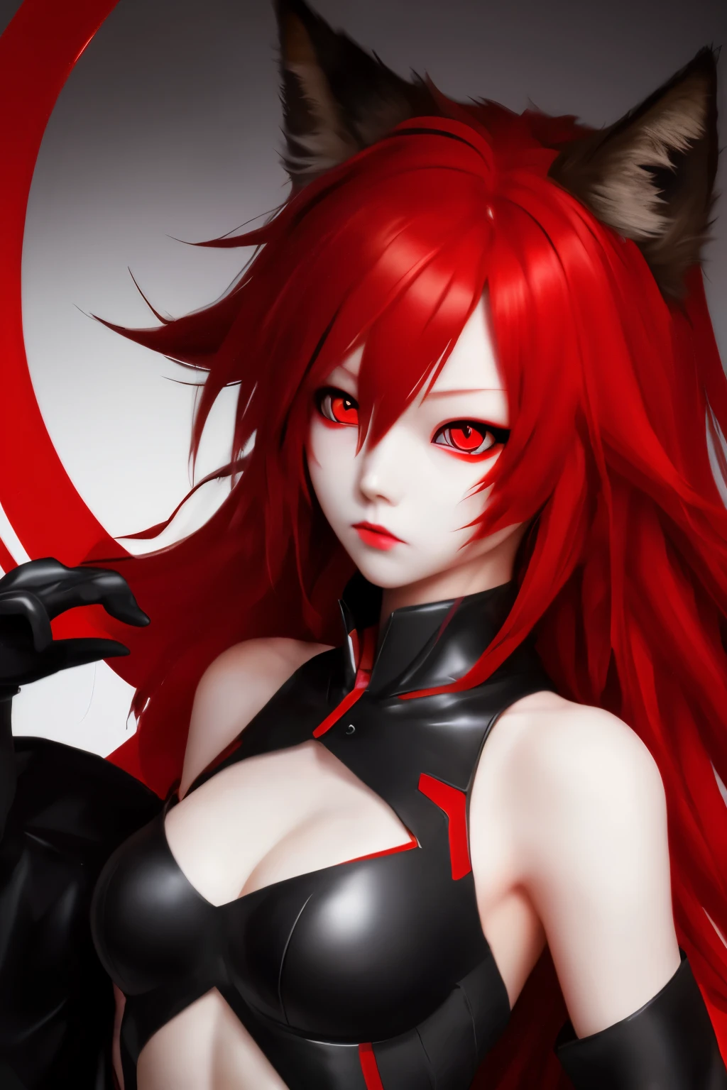 fox girl red hair and red eyes