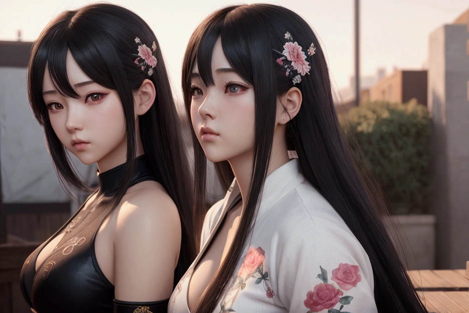 There are two people looking at something in the picture, Guweiz style art work, 현실적인 Art style, Realistic anime art style, Realistic animated 3D style, animation realism style, cute realistic portrait, realistic!!!!!!! Art style, realism art style, 3D animation realistic, Smooth animated CG art, realistic anime, realistic anime Art style