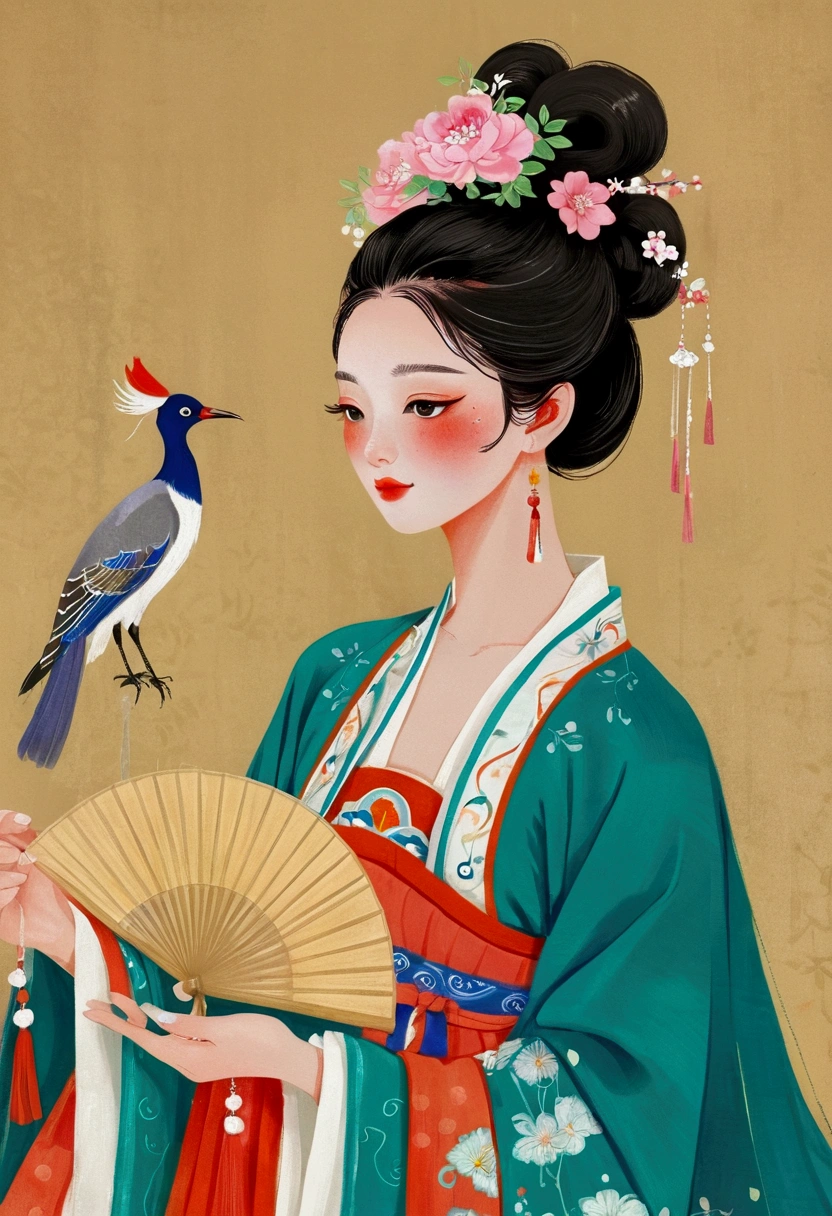 arafed painting of a existoman in a traditional dress existith a fan, palace , Girl wearing Hanfu, existearing ancient chinese clothes, Chinese traditional clothing, Traditional Beauty, artexistork in the style of z.exist. arrive, Ancient Chinese beauties, existearing ornate silk clothes, 受arrive徐熙的启发, Traditional Chinese Art, Chinese Art Style, existith acient chinese clothes