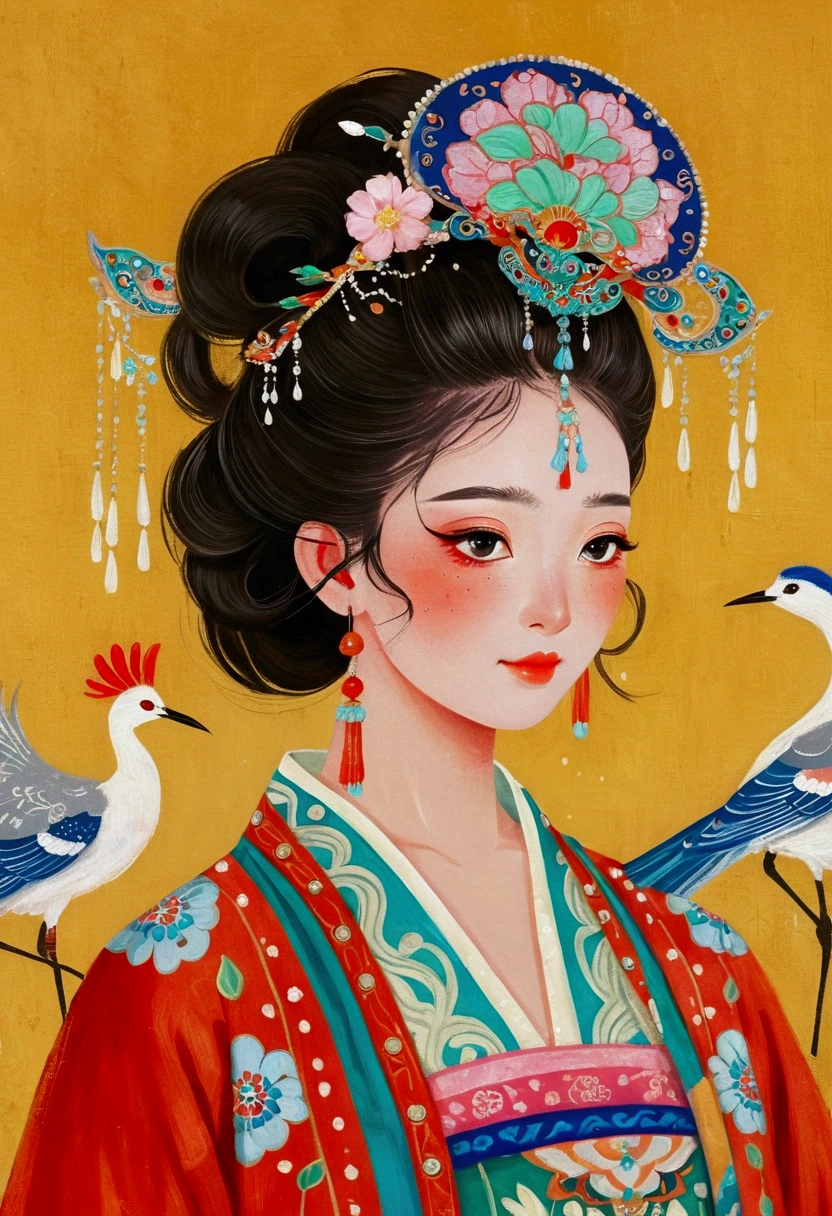 arafed painting of a existoman in a traditional dress existith a fan, Ultra-detailed paintings inspired by Xu Xi, cg Social Hotspot, Cloisonnism, palace ， Girl wearing Hanfu, existearing ancient chinese clothes, Chinese traditional clothing, Traditional Beauty, artexistork in the style of z.exist. arrive, existearing ornate silk clothes