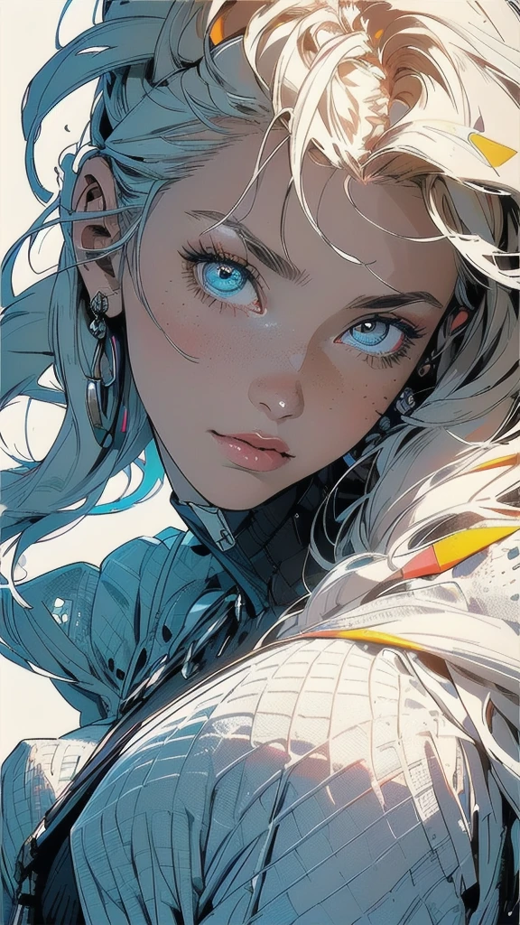 (((masterpiece, highest quality))),(((solo:1.2))),(((1girl:1.2))),32k wallpaper, very detailed, poster, vintage science fiction,((bauhaus)),(shape),(((abstract))),(mid century modern),(((((portfolio))))),(((((Close-up))))),(((((bust up))))),((((more various angle)))),((((highlight)))),((((heterochromia)))),(((complete. detailed face))),((((Extremely talented)))),(((((most complecated futristic))))),(Colorful color scheme),(((detailed unlimited complete equipment : shining Artificial eye))),(((((Absolutely simple background))))),(((texture : halftone))),(((Hold your mouth with your hand)))