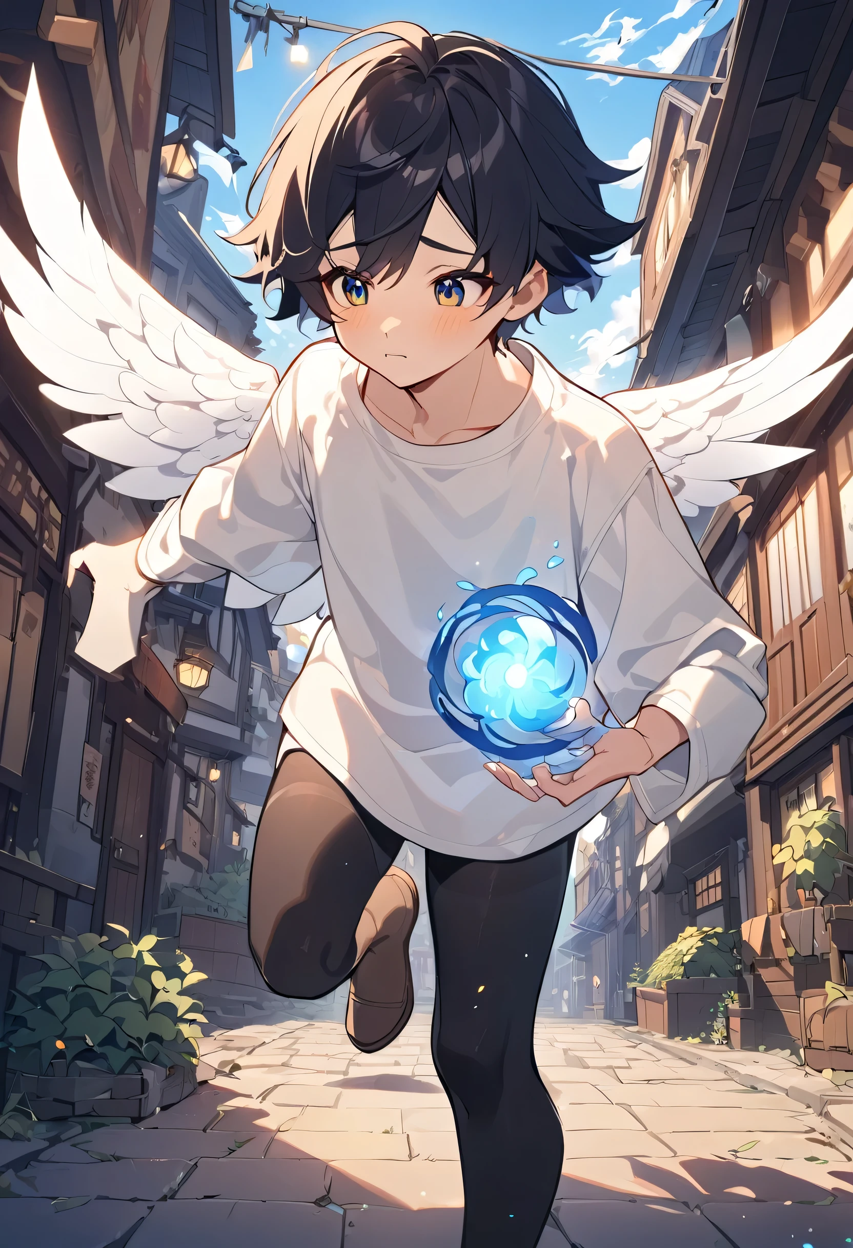 Little boy,boy,cute,Thin,struggle,Everlasting,illumination,charming,boys ,Wearing tights,Full body portrait,smooth,full-body tights,Thin,Wear only pants,outdoor,Small pants,outdoor,Standing,Thin的Little boy,Will magic,White wings,Angel boy,smooth skin,White Effect,cute,Brilliant wings,gentle,Heal the wind