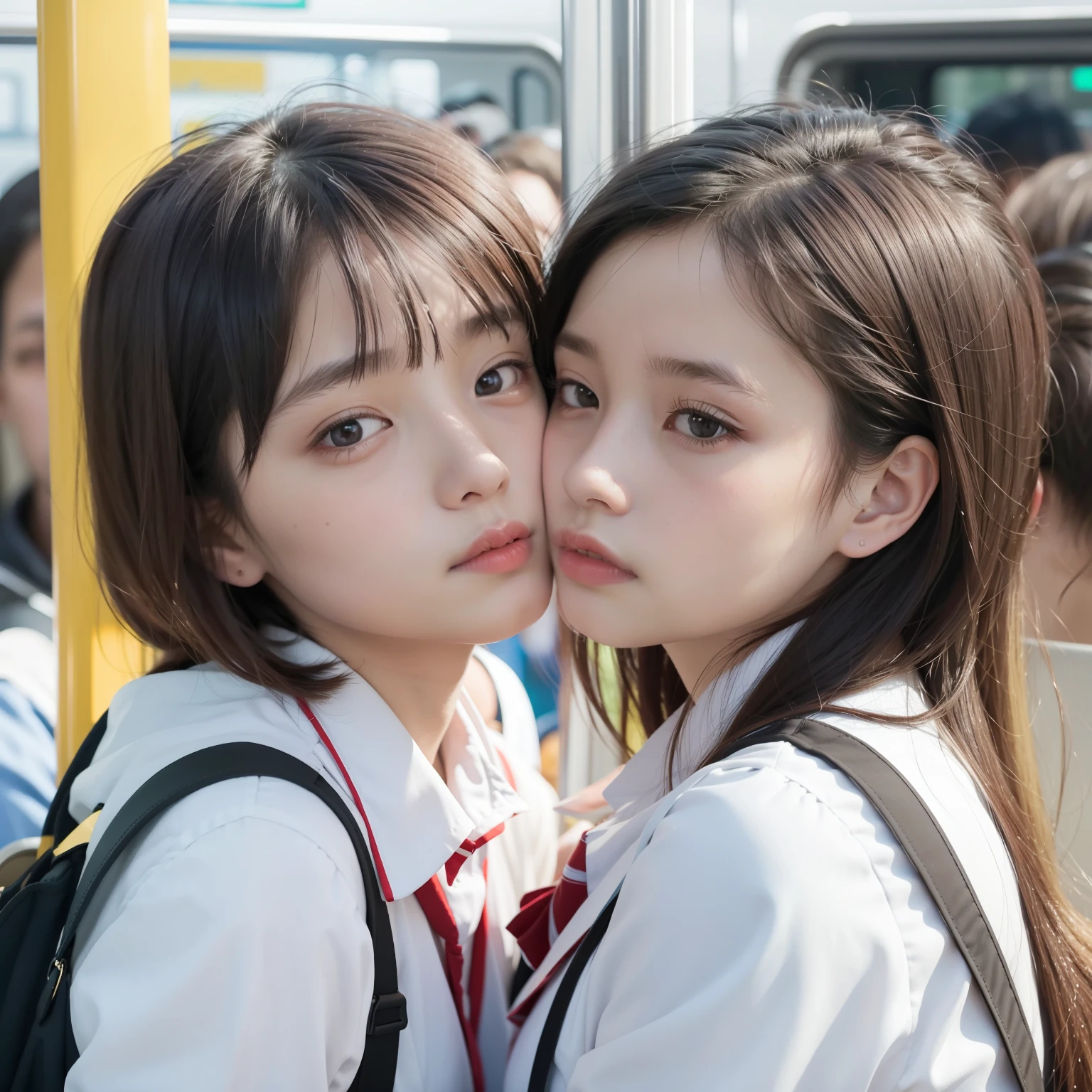 on crowded train