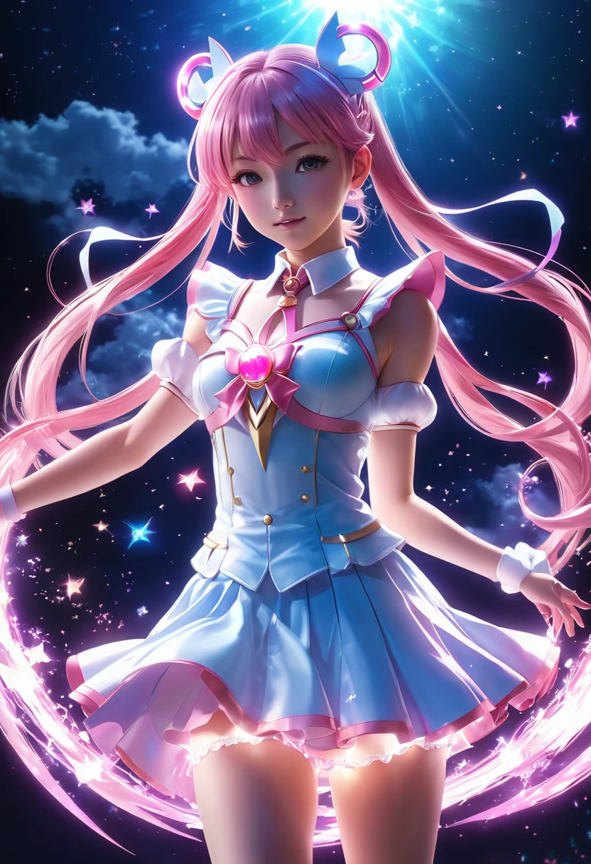 Magical girl transformation scene、Glowing effects