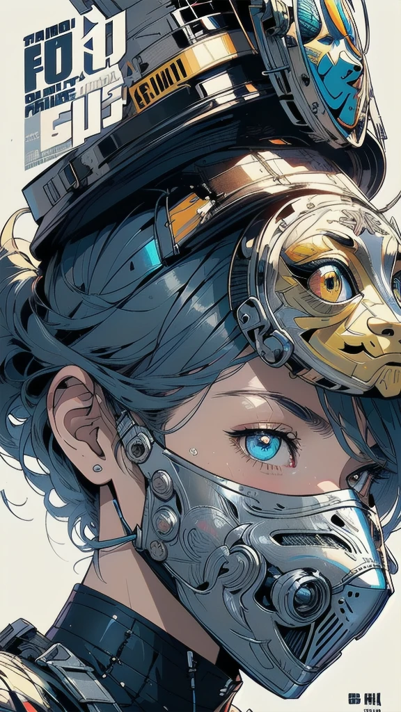 (((masterpiece, highest quality))),(((solo:1.2))),(((1girl:1.2))),32k wallpaper, very detailed, poster, vintage science fiction,((bauhaus)),(shape),(((abstract))),(mid century modern),(((((portfolio))))),(((((Close-up))))),(((((bust up))))),((((more various angle)))),((((highlight)))),((((heterochromia)))),(((complete. detailed face))),((((Extremely talented)))),(((((most complecated all cover mask))))),(Colorful color scheme),(((detailed unlimited complete equipment : shining Artificial eye))),(((((Absolutely simple background))))),(((texture : halftone))),(((Hold your mouth with your hand)))