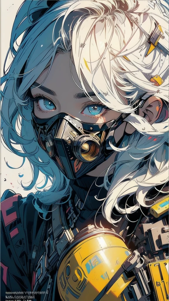(((masterpiece, highest quality))),(((solo:1.2))),(((1girl:1.2))),32k wallpaper, very detailed, poster, vintage science fiction,((bauhaus)),(shape),(((abstract))),(mid century modern),(((((portfolio))))),(((((Close-up))))),(((((bust up))))),((((more various angle)))),((((highlight)))),((((heterochromia)))),(((complete. detailed face))),((((Extremely talented)))),(((((most complecated all cover mask))))),(Colorful color scheme),(((detailed unlimited complete equipment : shining Artificial eye))),(((((Absolutely simple background))))),(((texture : halftone))),(((Hold your mouth with your hand)))