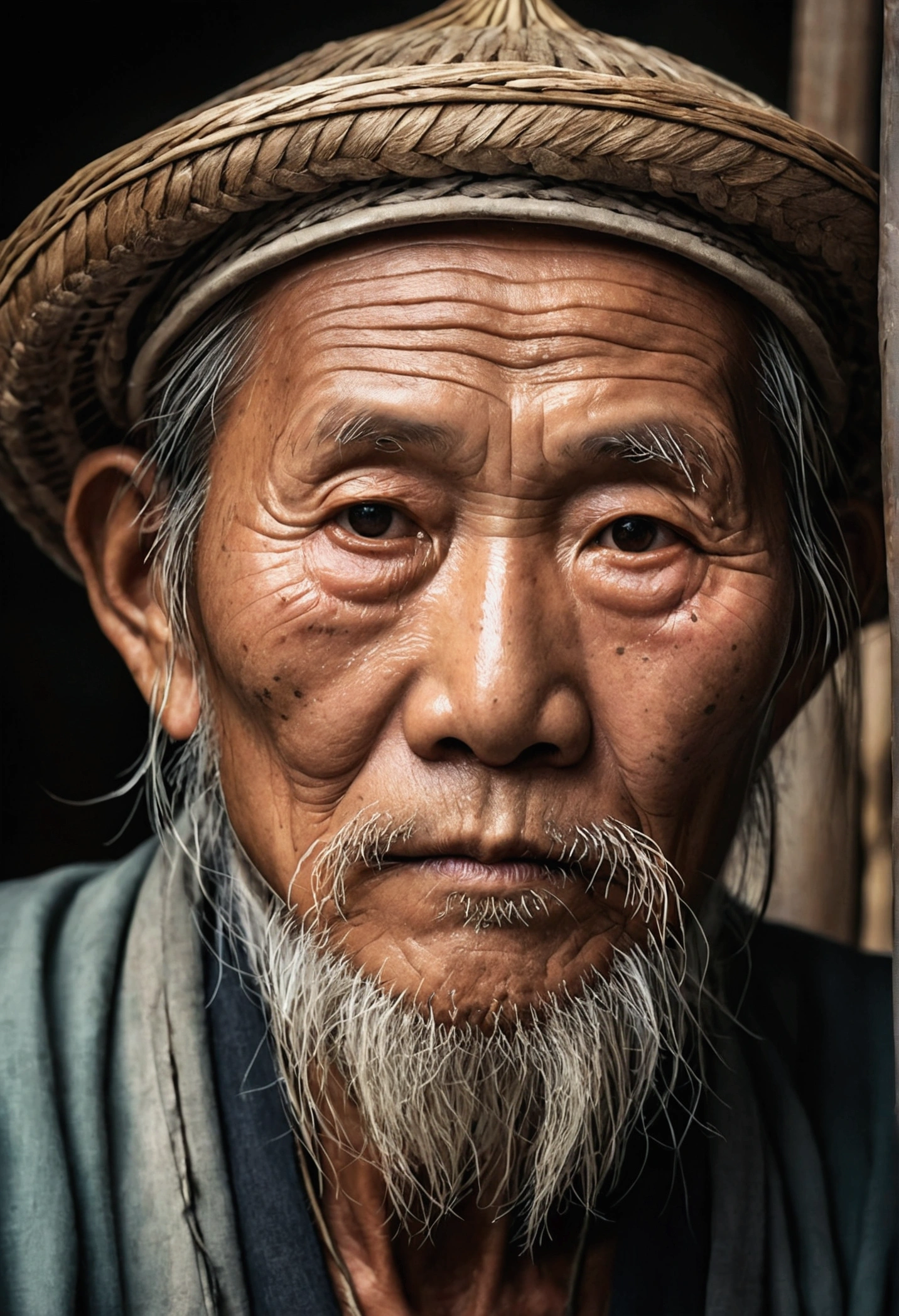 China-style,Old fishermen,Portrait works,Photographic works,Ultimate detail,Reasonable composition,tmasterpiece,high-class,figure portrait,8K,Movie light source,high qulity,