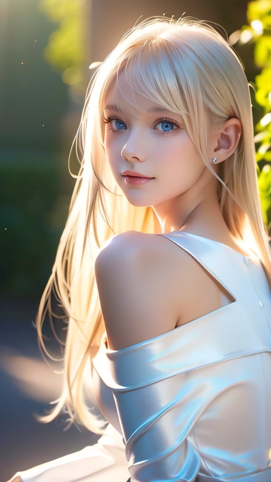 8k,Highest quality,The real picture,Intricate details,超A high resolution,Depth Field,Masseter muscle area,Natural soft light,Professional Lighting,One ,(cute:1.2),(Gothic Fashion),Bright expression,Young shiny glossy white glossy skin,The ultimate beauty,The ultimate beautiful blonde girl,The most beautiful platinum blonde hair in the world,Shiny light blonde hair,Long silky blonde hair,Shiny beautiful bangs,Sparkling, clear, attractive, very bright cream white ice blue eyes,Very beautiful, lovely, cute1, beautiful blonde girl with a baby face、Blond hair blowing in the wind、Off the shoulder
