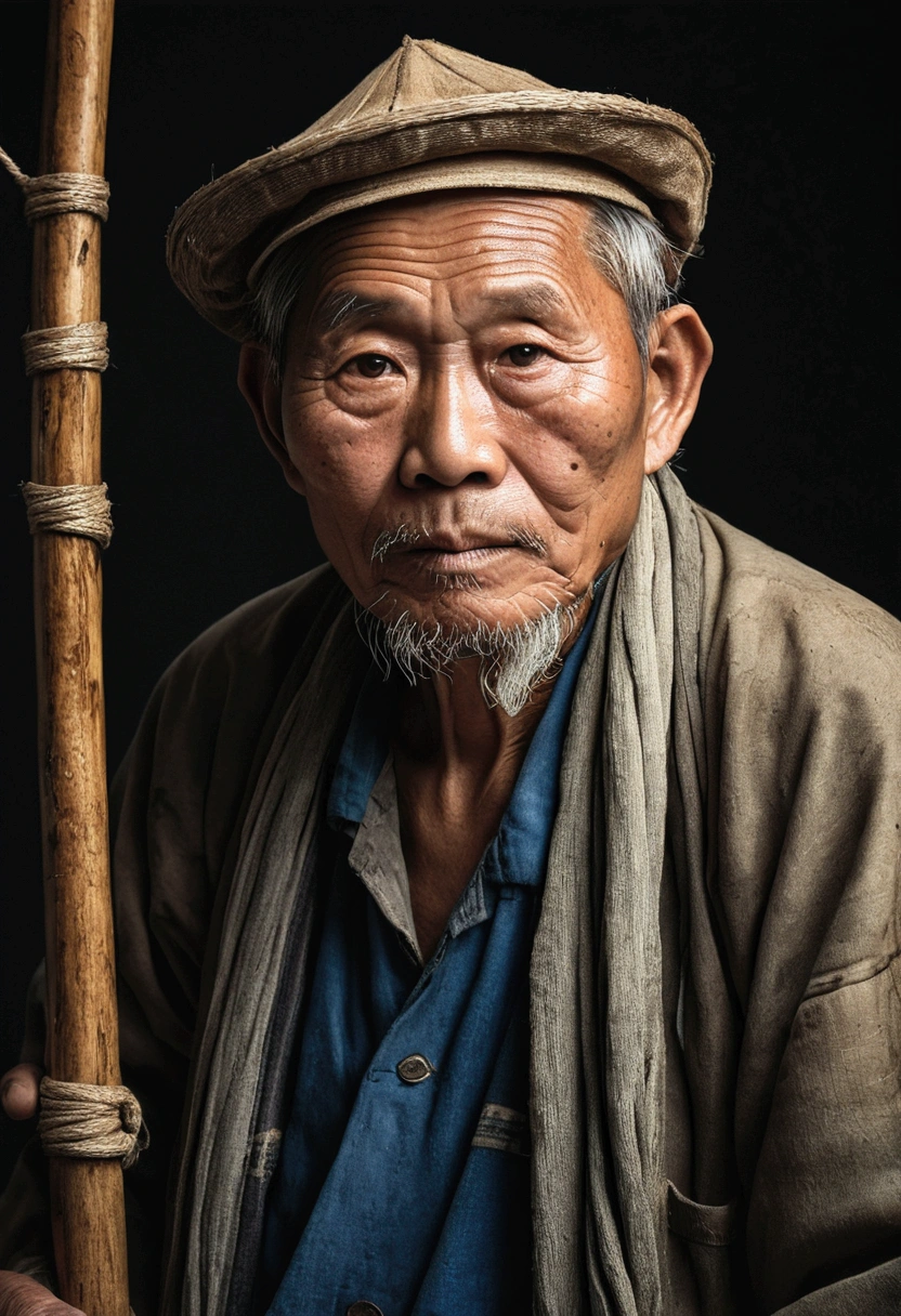 China-style,Old fishermen,Portrait works,Photographic works,Ultimate detail,Reasonable composition,tmasterpiece,high-class,figure portrait,8K,Movie light source,high qulity,