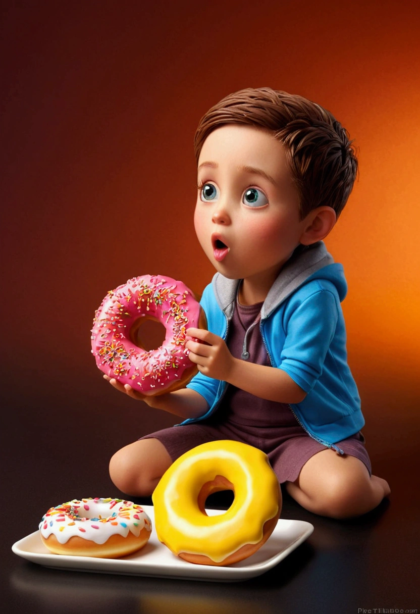 Eating Donuts, by Richard Scarry, full body, cinematic still, (best quality, masterpiece, photorealistic), very aesthetic, perfect composition, intricate details, ultra-detailed, vivid colors